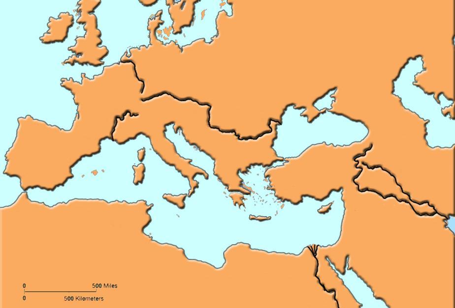 Roman Empire Map Complete the map below following the directions at the bottom of the page.
