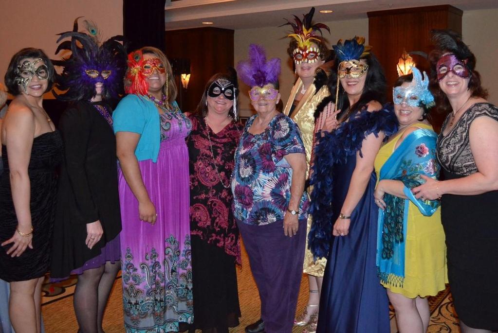 WP Members at the Masquerade Ball (4/12/12): left to right: Dina Earl (SkyOne FCU); Trisha Cummings (ZLA); Niccole Castellanos (ONT); PWC President Robin