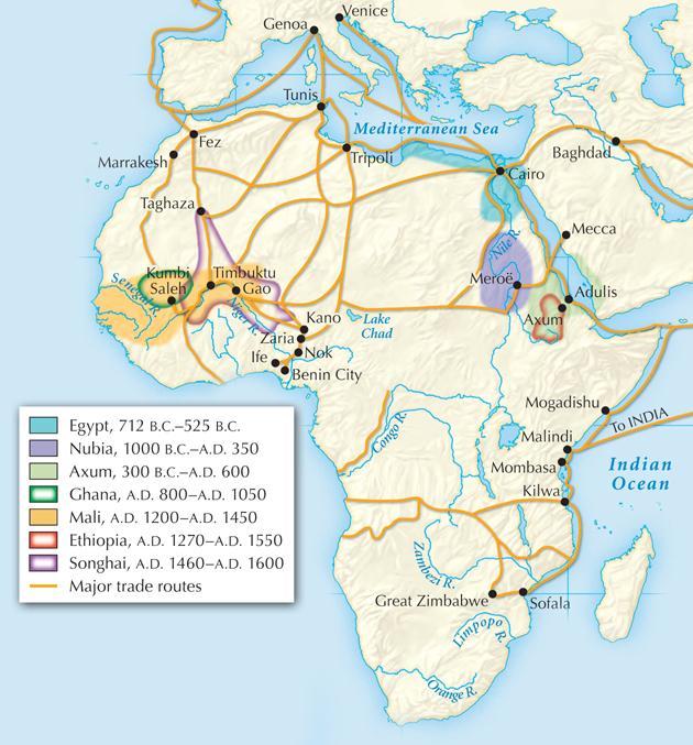 Section 2 Trade routes crisscrossed the African continent between 1000 B.C.