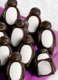 00 Pinguino de chocolate negro con centro de menta Intricately sculpted dark chocolate Penguins with white