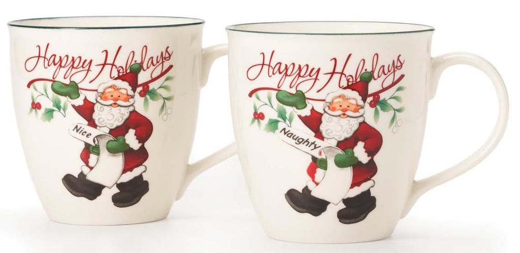 Naughty & Nice Set of Two Mugs Depending on your mood, you can decide whether you want to be naughty or nice with this Pfaltzgraff Winterberry Set of 2 Naughty and Nice Mugs.