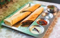 Uthappam is thick, soft pancake made from a fermented rice and lentil batter) Bollywood Masala Dosa / Mysore Masala Dosa (V) $8.