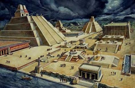 Sacrificial Architecture: Monumental pyramids were built throughout the Aztec empire. These structures stood roughly 100-300ft tall and were built upon other existing pyramids.