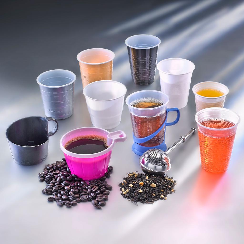 DRINKING CUPS Drinking cups from RPC Superfos are suitable for hot and cold drinks and come in a wide range of sizes and colours. Individual print is possible, as well as private label packaging.