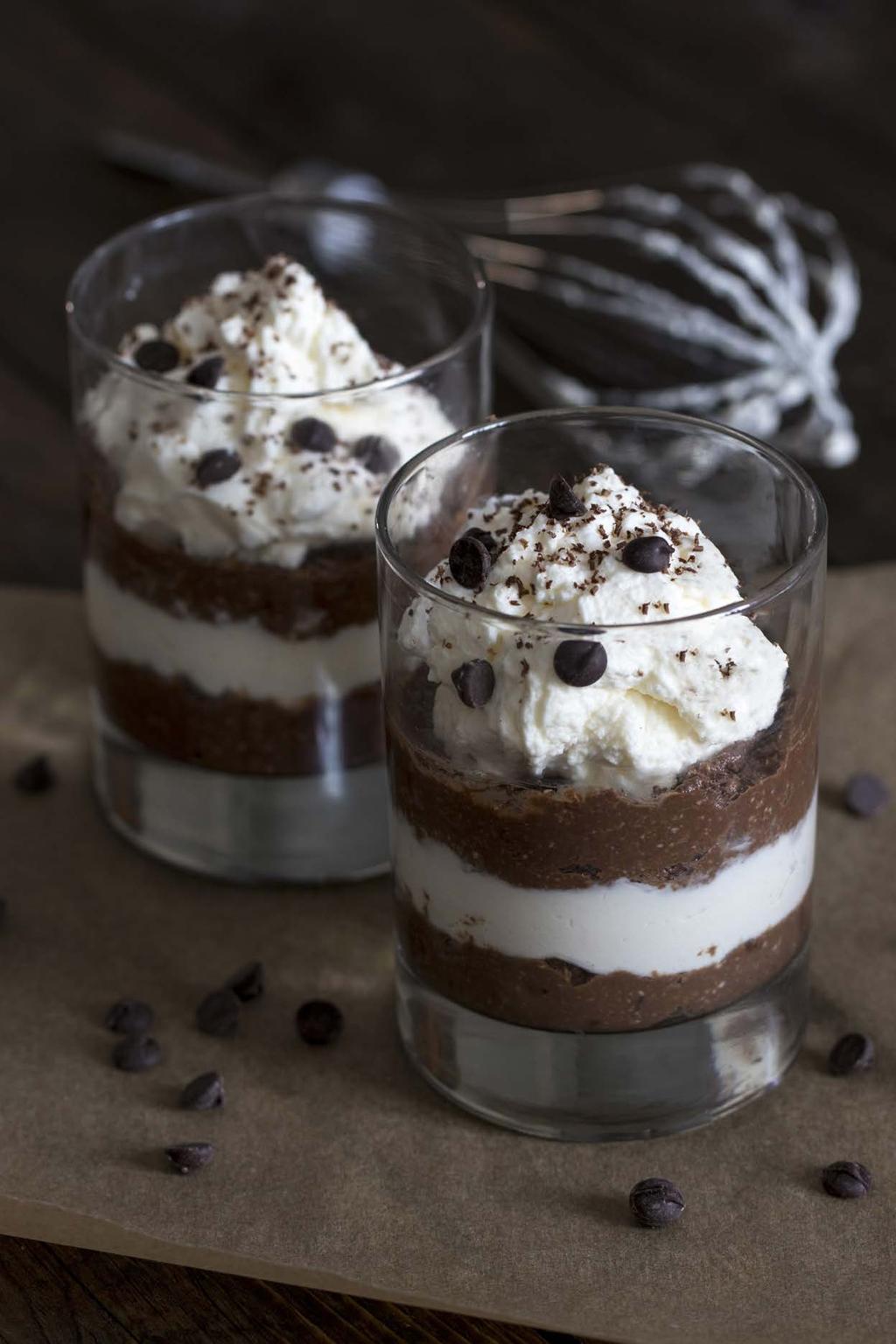 Double Chocolate Mousse Two kinds of chocolate are better than one! Layer our double chocolate mousse into a container of your choice and enjoy its creaminess! nutrition per serving 1 oz. S.F.
