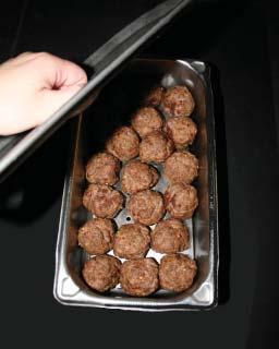 BALLING PROCEDURE: NOTE: Do not work into meatballs until the mixture has set for a minimum of 12