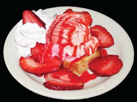 New Mini STRAWBERRY DREAM -One rounded 2 oz. scoop of Strawberry Ice Cream -1 slice of Pound Cake (approx. ¾ wide) -Butter -2 oz. of sliced Strawberries -1 oz.
