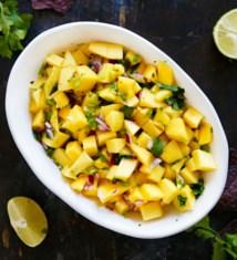 All-Purpose Mango Salsa All You Need: 2 large mangos, diced 1 jalapeno, finely diced 1/3 cup red onion, finely diced 1 small handful cilantro, finely chopped 1 lime, juiced All you do: 1.