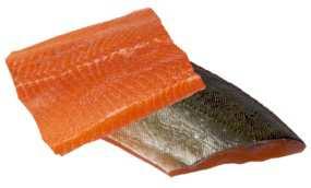 Arctic Char Fillet portions Salvelinus alpinus from aquaculture in Iceland, skin-on, raw, iqf abt.