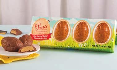 Sarris rich milk chocolate surrounds creamy peanut butter centers in