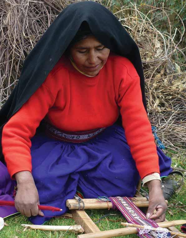 Weaver Maria Pacisa Machaca Yuccra belongs to a community of artisans living on Taquile Island in Peru s Lake Titicaca.