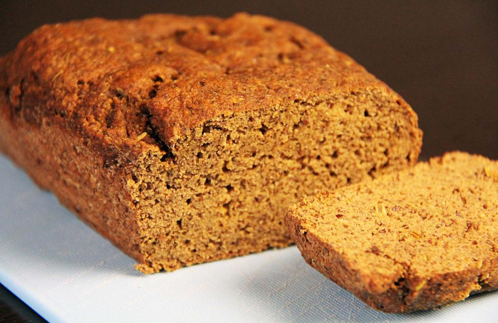 This wonderfully moist bread goes well with a good slab of butter or as a base for your favorite healthy sandwich. Now you can have your bread and eat it too without feeling guilty.