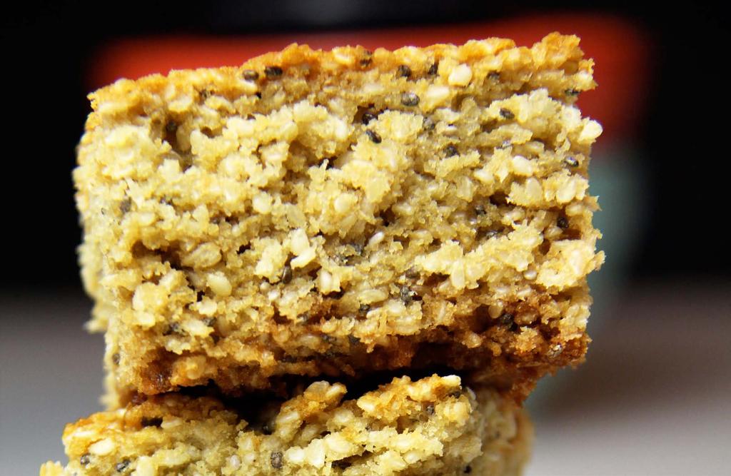 Sesame Corn BREAD 2 One 8 8 loaf (16 slices) Ingredients 2 eggs ½ cup tahini 1 cup sesame seeds ¼ cup unsweetened, shredded coconut ¼ cup honey ¼ tsp salt 1 tsp vanilla extract 1 cup almond flour ½
