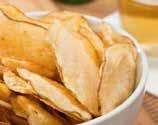 Deep fry potato chips at 345-350 for 3 to 3.25 minutes. Remove from fryer, place on tray and lightly sprinkle with fine popcorn salt while hot. 2.