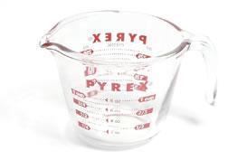Liquid Measuring Cup Used to measure liquids (i.e. milk, water, oil, juice, broth, etc.