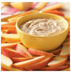 Brown Sugar Apple Dip Portions: 8 Serving size: 2 tablespoons 8 ounces cream cheese 3/4 cup brown sugar, unpacked 1/2 teaspoon vanilla extract 1.