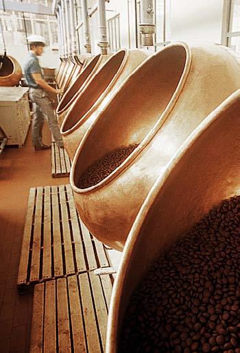 After the beans have fermented, they are dried. As they dry, the beans are turned. Once the beans are dry, they are placed in large cloth bags and shipped to makers of chocolate.