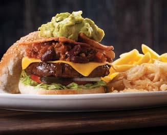 90 CHEESE & BACON BURGER 65.90 55.90 MEXICAN BURGER 74.90 64.90 Topped with chilli con carne, nachos and guacamole. SAUCY BURGER 62.90 52.90 Topped with mushroom, cheese or pepper sauce.