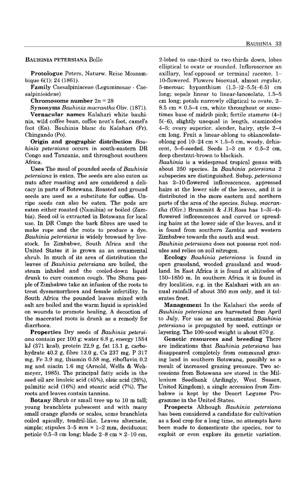 BAUHINIA 33 BAUHINIA PETERSIANA Bolle Protologue Peters, Naturw. Reise Mossambique 6(1): 24 (1861).