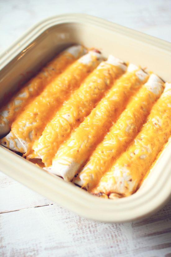 CHEESY BURRITOS These burritos are wonderfully rich and cheesy, and for only 314 calories per serving, it makes for a