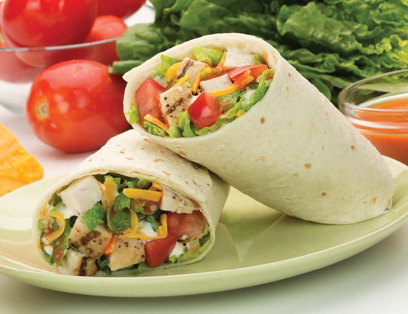 CHICKEN WRAPS Ingredients Wrap1 egg 4 egg whites 1/2 cup skim milk 1/4 cup coconut flour, sifted cooking spray Wrap Filling 2 cups shredded cooked boneless, skinless chicken breast meat 1/2 cup