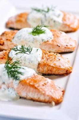 Poached Salmon with Mustard-Dill Sauce This elegant meal takes less than 30 minutes to put together and yet is impressive enough for entertaining.