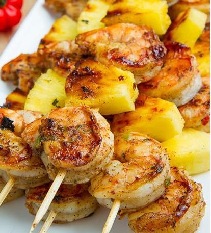Shrimp and Pineapple Kebabs Here are some fantastic tasting shrimp kebabs, make sure you make plenty as they will be the first item to disappear off the table.