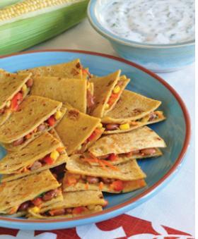 DASH Diet: Lunch Recipes Quesadillas with Cilantro Yogurt Dip Quesadillas are a quick and easy lunch option that kids and adults enjoy.