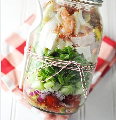 DASH Shrimp & Feta Cobb Salad This is a delicious Summer time favorite, shrimp are loaded with protein, vitamin D, vitamin B3, and zinc, shrimp are an excellent, carbohydrate-free food for anyone