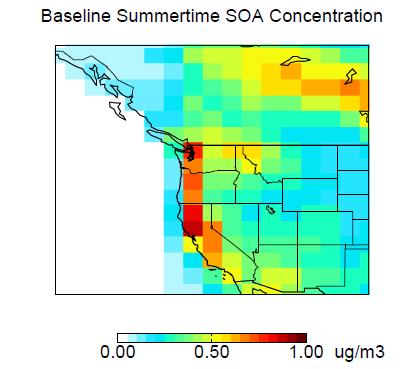 Baseline Summertime SOA Concentration Impact on SOA