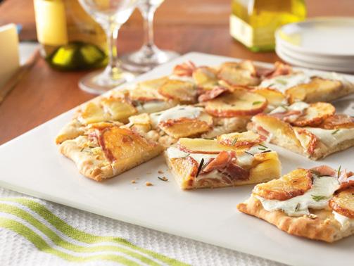 Potato Prosciutto Pizza Simply Potatoes Red Skin Sliced Potatoes #15230 Yield: 4 Servings Simply Potatoes Red Skin Sliced Potatoes #15230 5 oz. extra virgin olive oil, divided 1 Tbs.