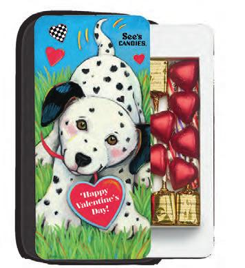 This adorable gift box is filled with bright sugar sticks, creamy Milk Chocolate Hearts and satisfying See s lollypops.