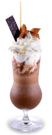 topped with whipped cream & banana chips Rummin-Choc 70 Scrumptious coffee with