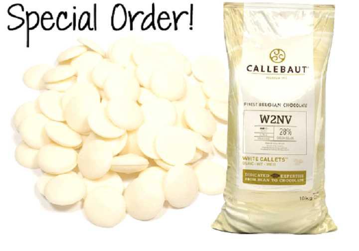 9% Cacao White Chocolate Callets - Select (Special Order) Balanced creamy milk taste. 28% Cacao Solids.