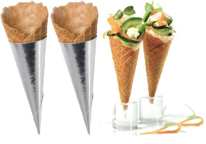 Cups & Tart Shells Cups & Tart Shells Savory Mini Cones Prebaked tart shell in cone form. 100% Hand Made.