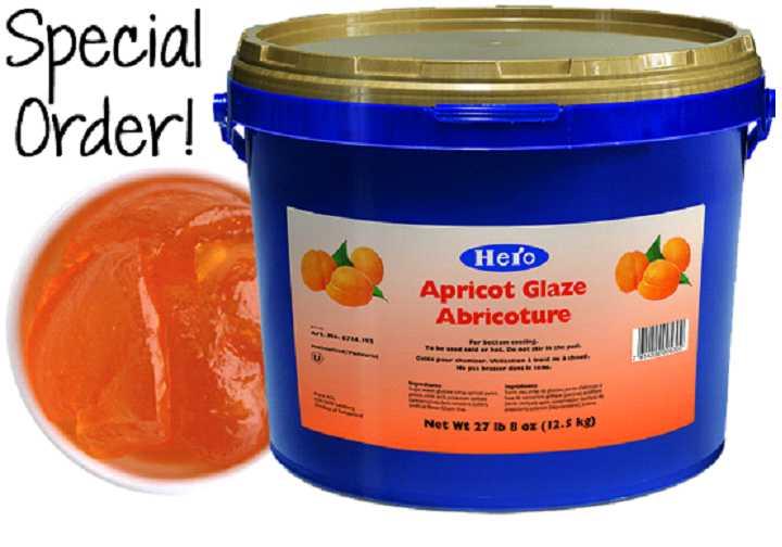 Glazes & Fruit Fillings Glazes Apricot Abricoture Glaze (Special Order) Shiny, amber color with apricot flavor. For bottom coating.
