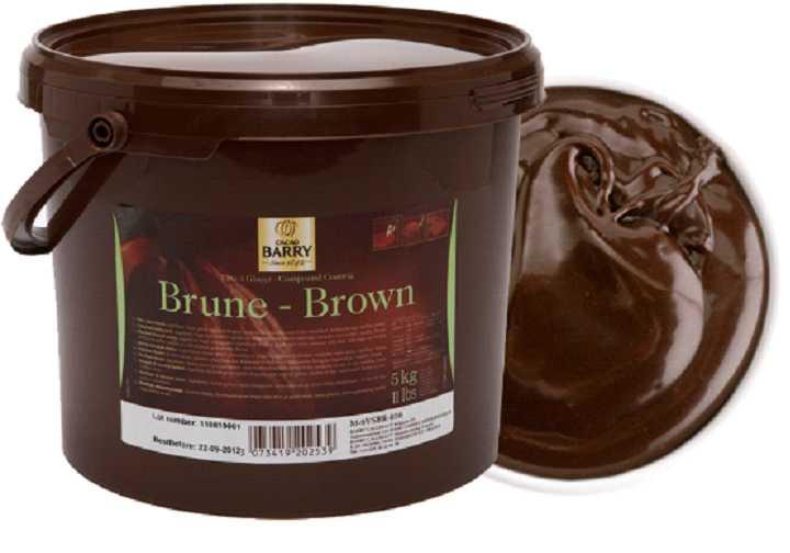 Glazes & Fruit Fillings Glazes Pate a Glacer Brune Dark compound, with no need for tempering, in an intense dark color which will