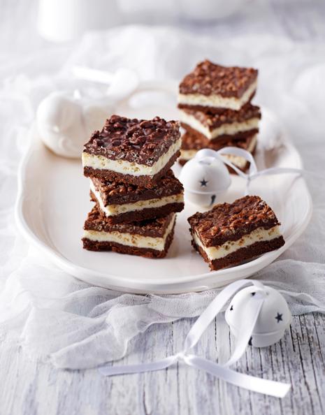 Layered chocolate crackle slice Get busy with the kids in the kitchen and make these tasty Christmas delights to give as gifts to friends and family...or as a treat for yourself!