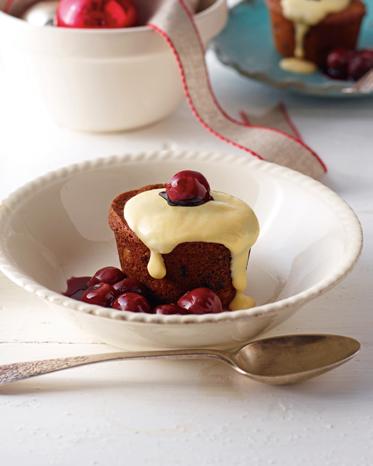 3. Drizzle custard over cake and serve with cherry compote on the side. 3. Melt Copha in microwave or saucepan until fully melted.