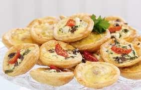 sweet chilli sauce and sour cream Mini quiches Fish cocktails Our