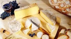 Traditional cheese platter Australian brie, cheddar and blue cheese with walnut and