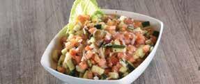 ..5.99 Finely diced cucumber, tomatoes and red onions tossed in a tangy lemon dressing.