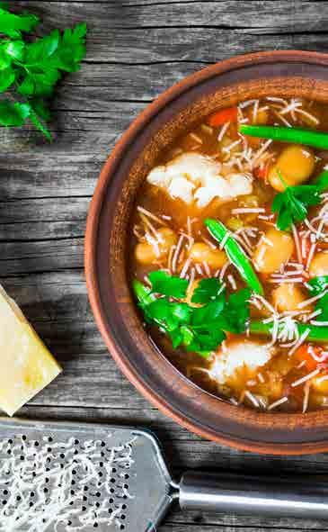 MINESTRONE SOUP 2 teaspoons olive oil 1 onion, chopped 1 small potato with skin, chopped (optional) 1 carrot, chopped 1 stalk celery, chopped 4 cups beef or vegetable stock 1 can borlotti beans or 1