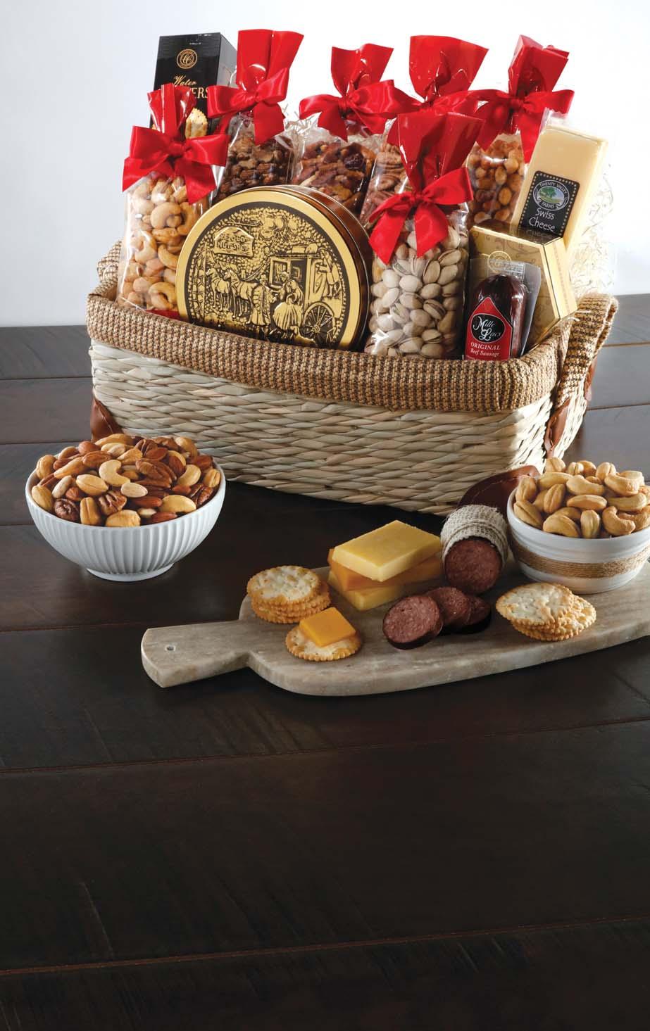 New! Treasure Trove This abundant new collection is bursting with flavor, starting with six decorative bags of Peterson s most treasured treats: golden-roasted Colossal Cashews, natural Pistachios,
