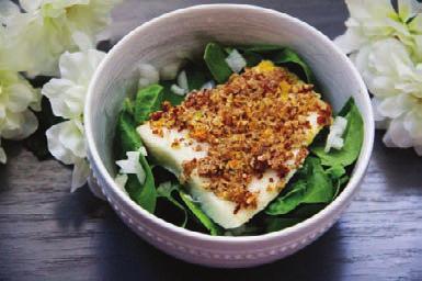 Combine all ingrediens in a large bowl. Season with salt and pepper and chill before serving. Spinach Salad with Almond Crusted Tilapia week 10 day 5 DINNER O10 1 10 minutes 10 minutes 9.2 9.2 35.