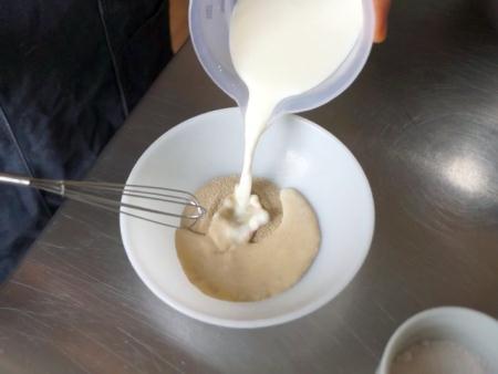 Basic dough Warm the milk in