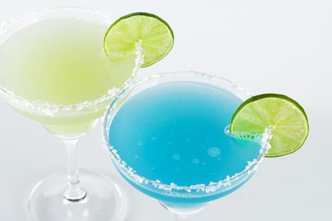 Blue Margarita Ingredients: Blue Margarita 3 oz 1800 Tequila 1 1/2 ounces Triple Sec 1 oz Blue Curacao liqueur 1 1/2 teaspoons superfine sugar 1 oz lime juice Salt Rimmer Mixing Instructions: Rub rim
