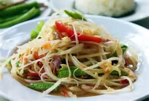 *Som-Tum Cabbage Green papaya or Cabbage with garlic, tomatoes, green beans, lemon juice, peanuts, fish sauce, sugar and Thai