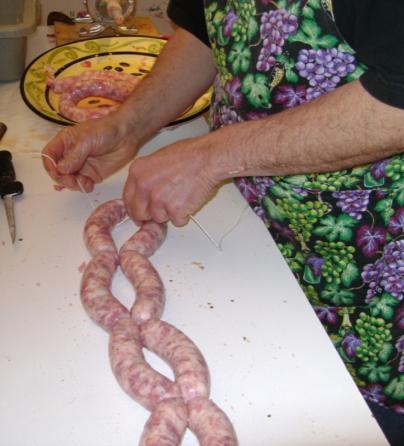 two knotted sausages At the end