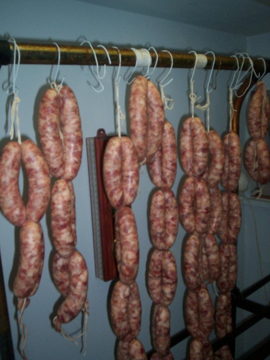 If possible hang for a few hours or overnight in a cool ventilated place The sausages will be firmer and ready to cut into